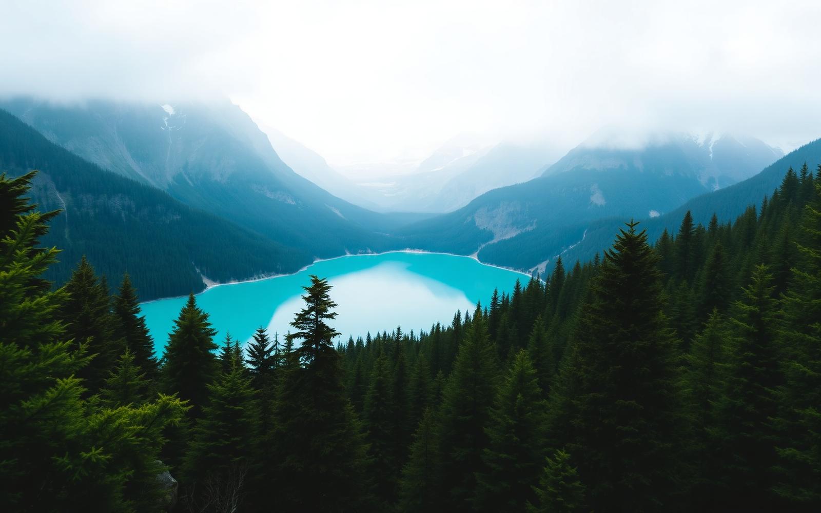 Turquoise lake framed by forested mountains on the Seven Lakes route